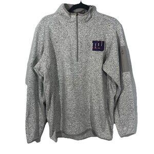 New York Giants Football Antigua Oatmeal Fortune Zip Pullover Pockets Sz Large